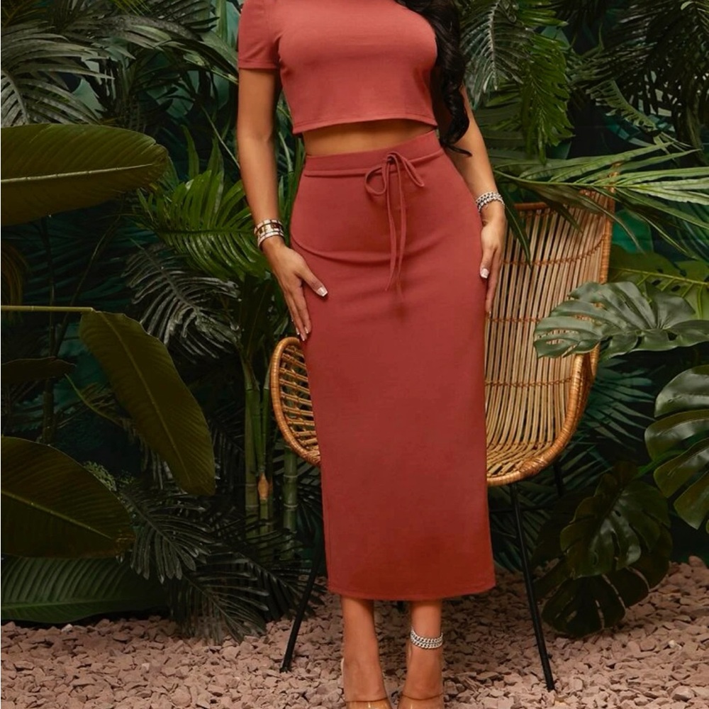 Two piece maroon set